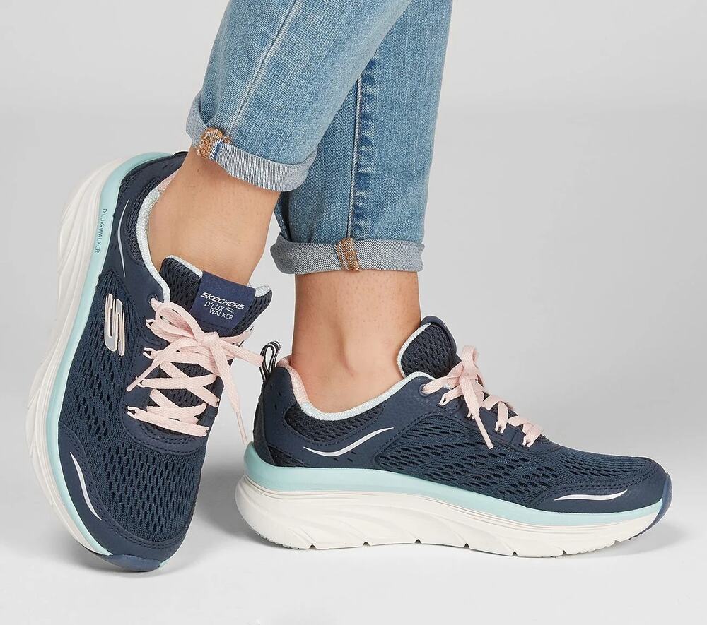 Skechers D'Lux Walker Infinite Motion Trainers Sneakers Navy Blue Womens Size 9